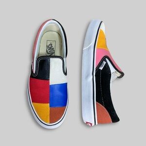 VANS Multi Colored Patchwork Skater Slip On Boho Sneakers Men’s 7 Women’s 8.5